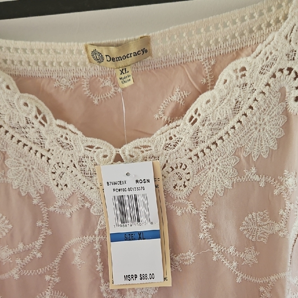 Democracy Lace Trim Blouse - Light Pink - Picture 2 of 4